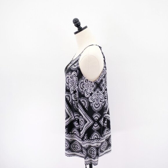 INC International Concepts 1X  Black White Open Shoulder Spaghetti Strap Top Lon - Picture 5 of 8